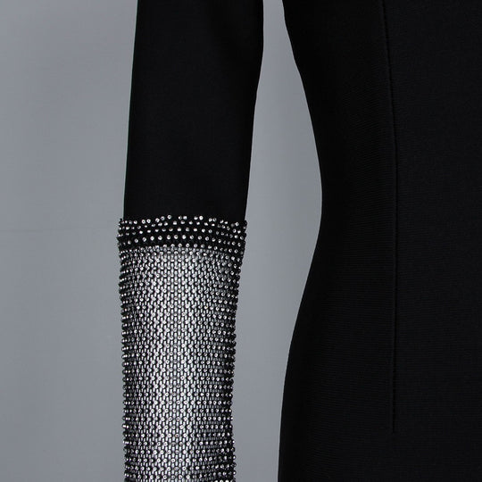 Multi-Stone Long Sleeve Bandage Dress