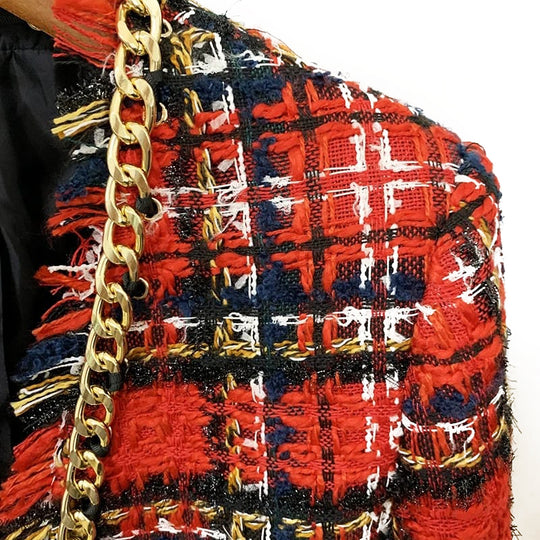 Red Crop Tweed Jacket