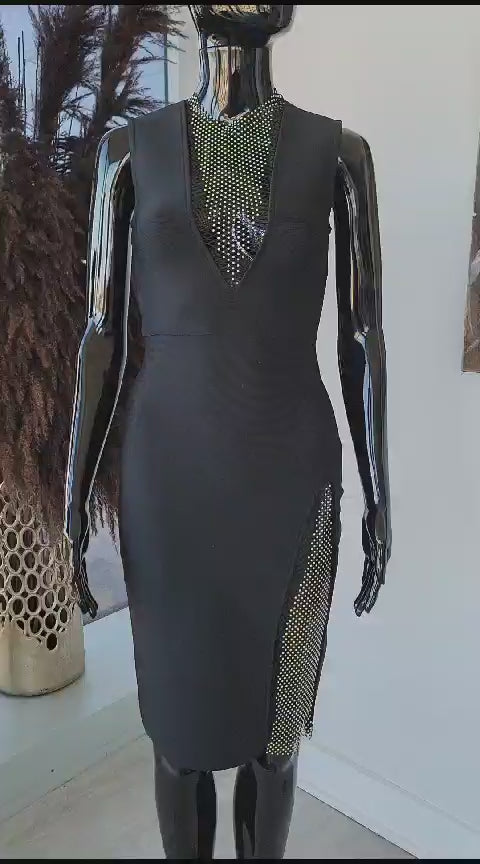 Multi-Stone Sleeveless Bandage Dress