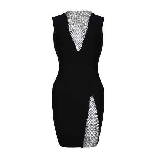 Multi-Stone Sleeveless Bandage Dress