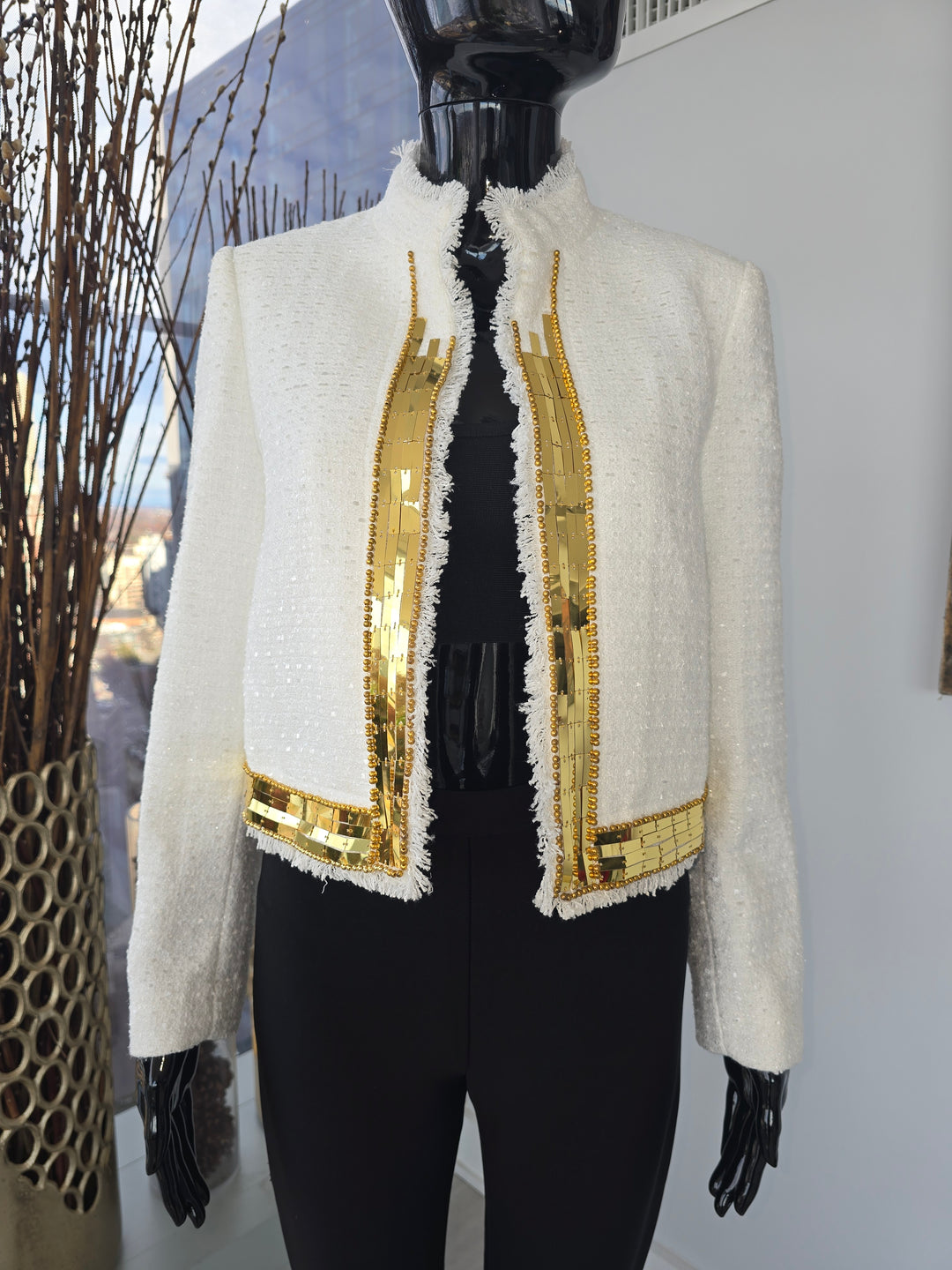 Chaqueta de tweed con strass