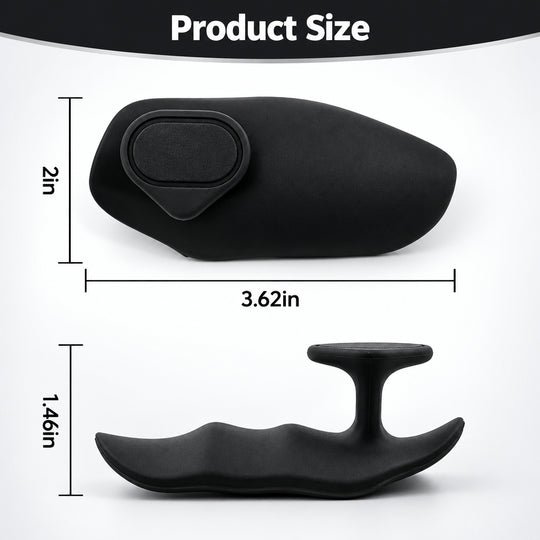 Black product with dimensions labeled on a white background
