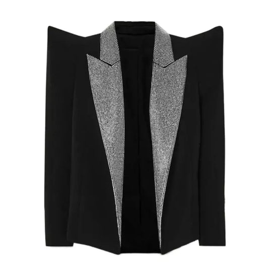 Blazer strassé à épaules bouffantes 